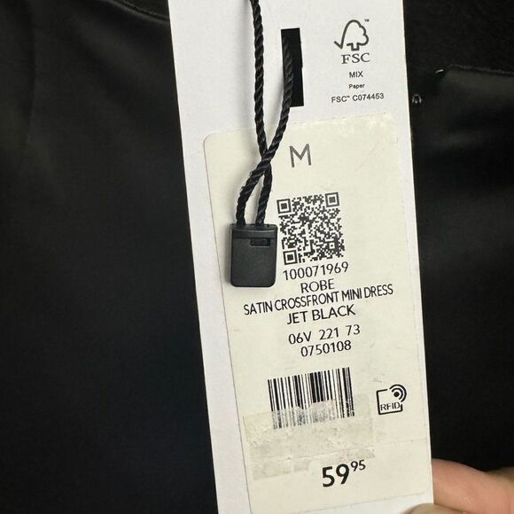 💎 Dynamite Satin Crossfront Mini Dress Black - Picture 6 of 8